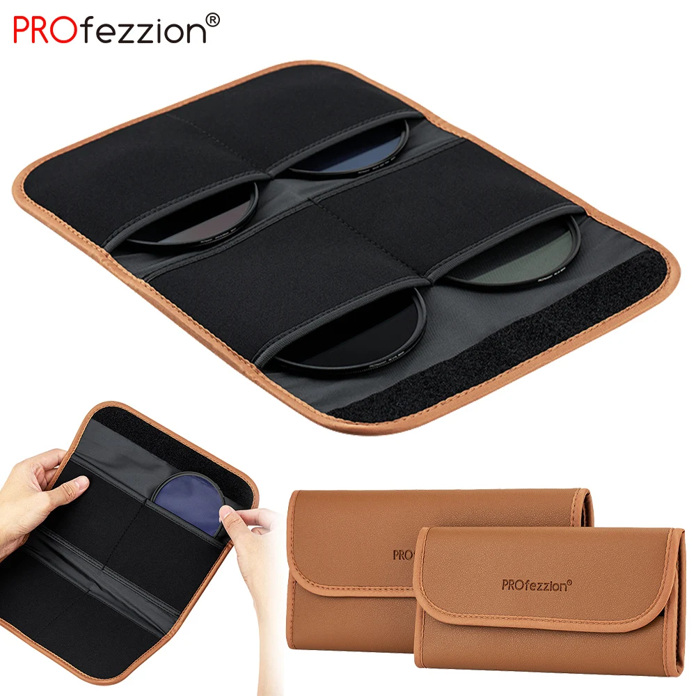 

Retro Filters Wallet 4 Pockets Soft Foldout Lenses Filters Bag with Microfiber Cleaning Cloth Camera Accessories ND UV CPL RI