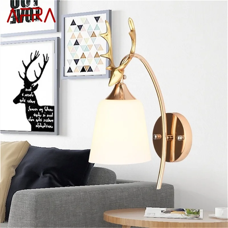

AFRA Wall Lamps Contemporary Creative Deer head shape LED Sconces Lights Indoor For Home Balcony
