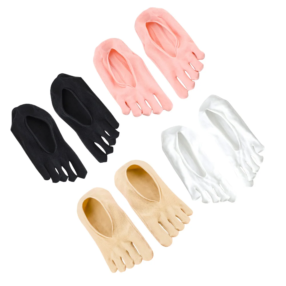 

4 пары, дышащие нескользящие носки с 5 пальцами, предотвращающие появление мозолей, амортизирующие носки для женщин и девочек (розовый, черны...