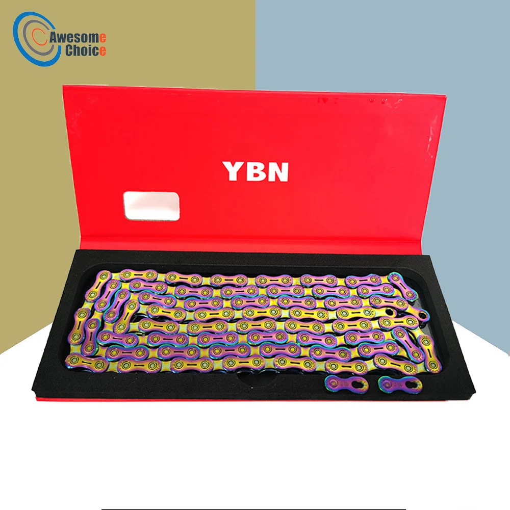 

YBN 8/9/10/11/12 Speed Bicycle Chain SLA H11-TIG Gold Titanium Coating MTB Road Bike Colorful Chain for SRAM/Campanolo System