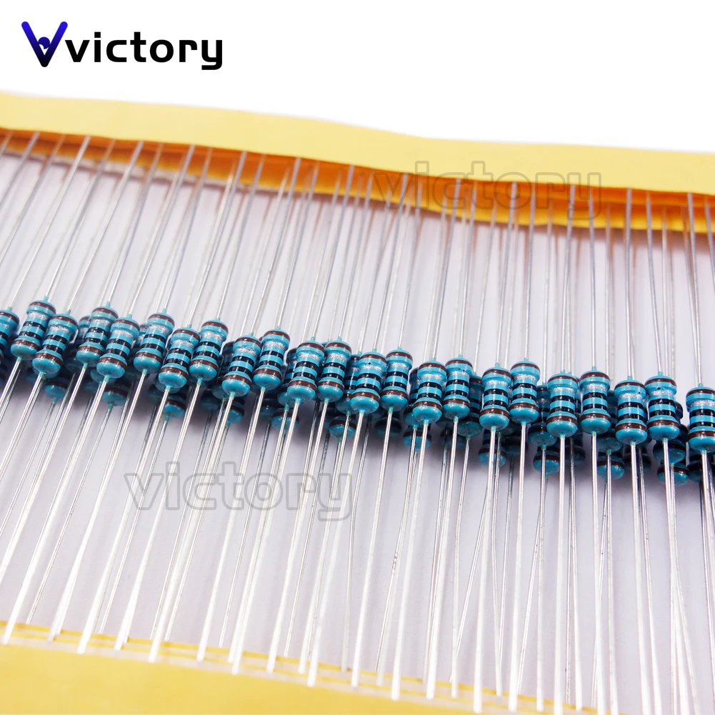 100 шт. металлический пленочный резистор пять цветов Кольцевое плетение 1/4 Вт 0 25 1%