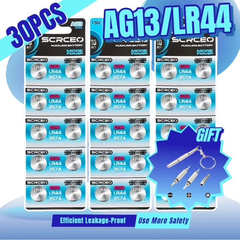 Фото Долговечные щелочные кнопочные батарейки 1.5V LR44 AG13 SR44 A76 для часов, калькуляторов, игрушек, весов - доступен вариант многопакетной упаковки №1