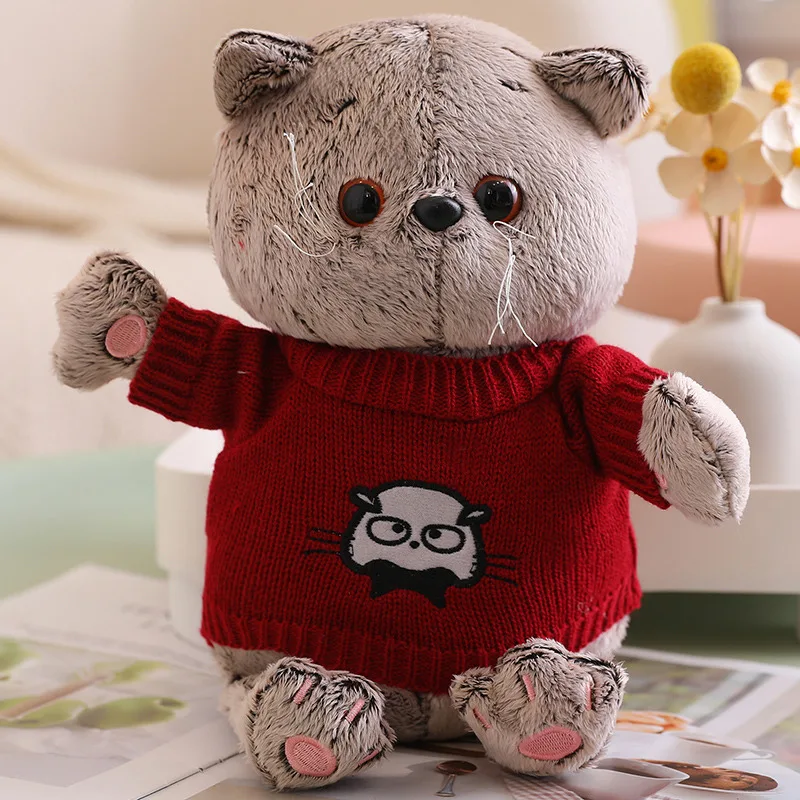 

Плюшевая игрушка Basik Cat, базовая Серая кошка, милые мягкие плюшевые животные, котенок, плюшевые аниме куклы для девочек и мальчиков, подарок на день рождения, 25/32 см