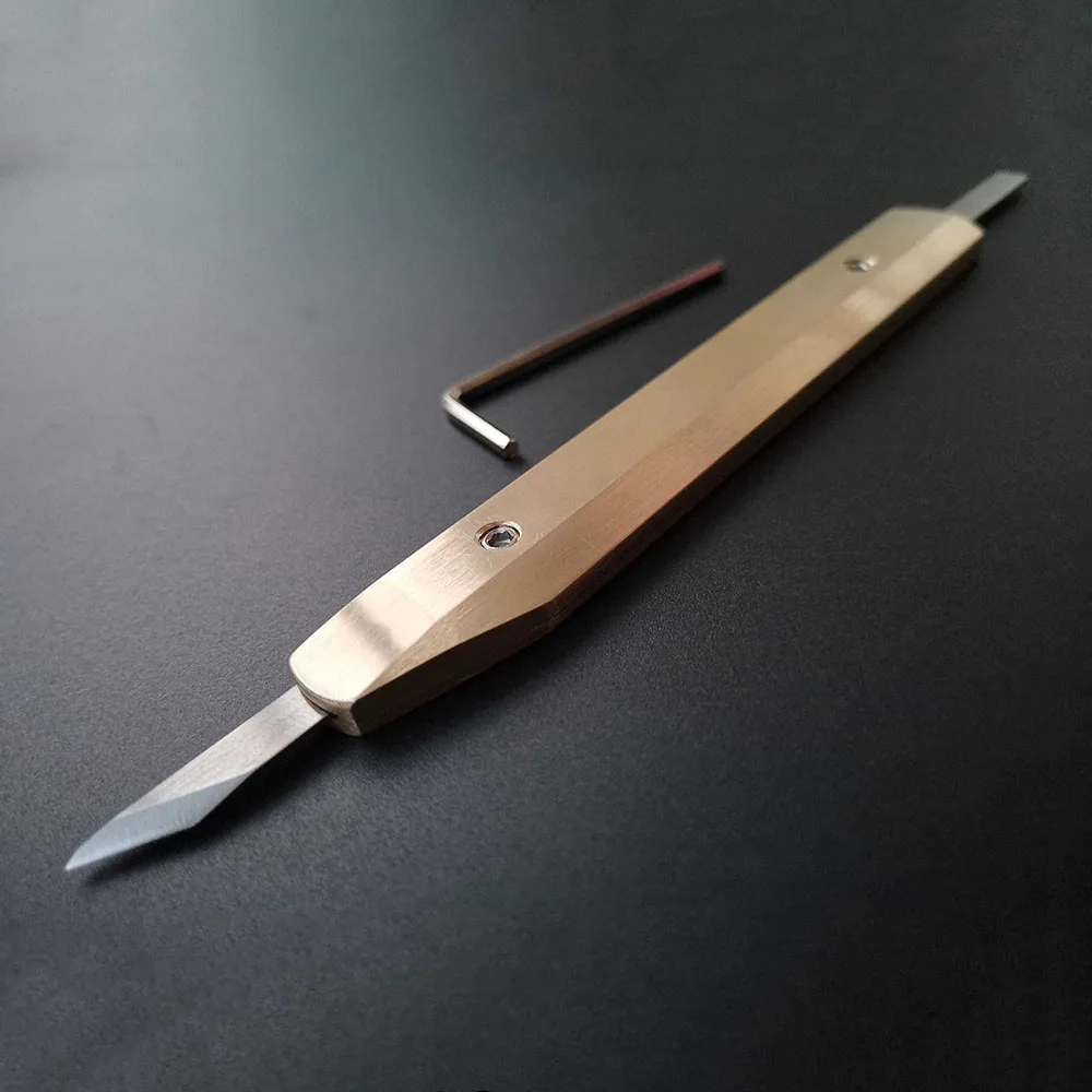 Кожаное ремесло D53/M390/RWL34 стальные ножи со скошенными краями молотковая латунная