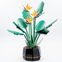 2022 new flower bird of paradise bouquet perpetual creators 10289 building block bricks model home decoration plant potted gift