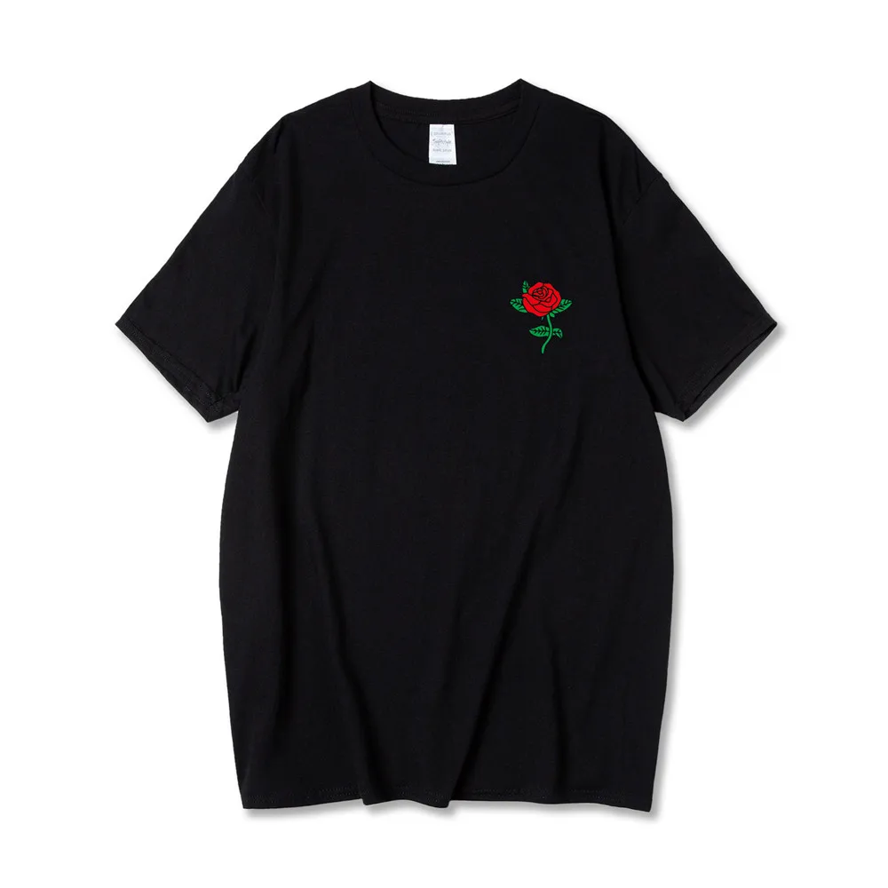 

100% Cotton Shirts Casual Comfortable Women's Rose Flower T-Shirts O Neck Fashion Print Short Sleeves Summer Hot Sale Ladies Top