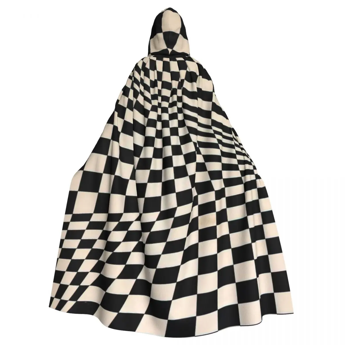 

Geometric,And Illusion 3D Monotone Mystery Vortex Hooded Cloak Halloween Party Cosplay Woman Men Adult Long Witchcraft Robe Hood