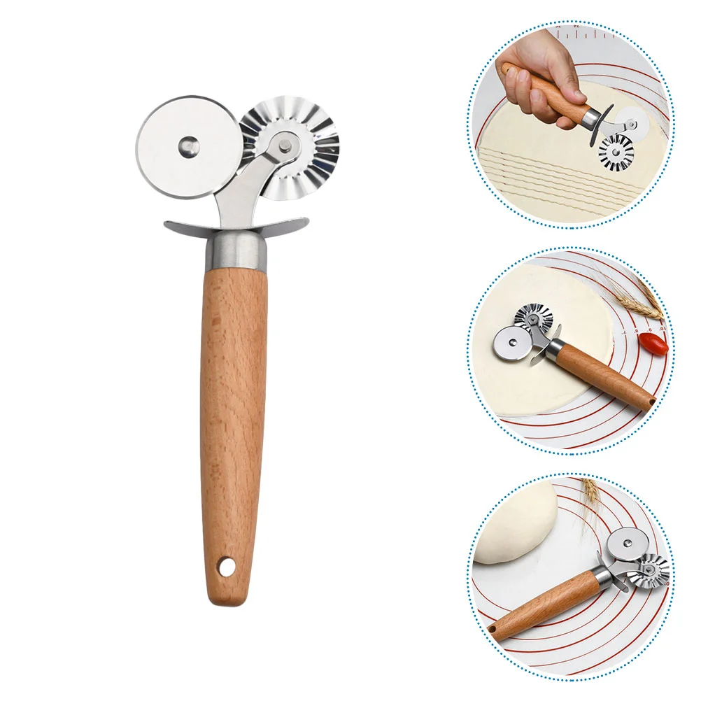 

1Pc Stainless Steel Cutter Wooden Handle Pizza Cutter Pizza Supply (Assorted Color)