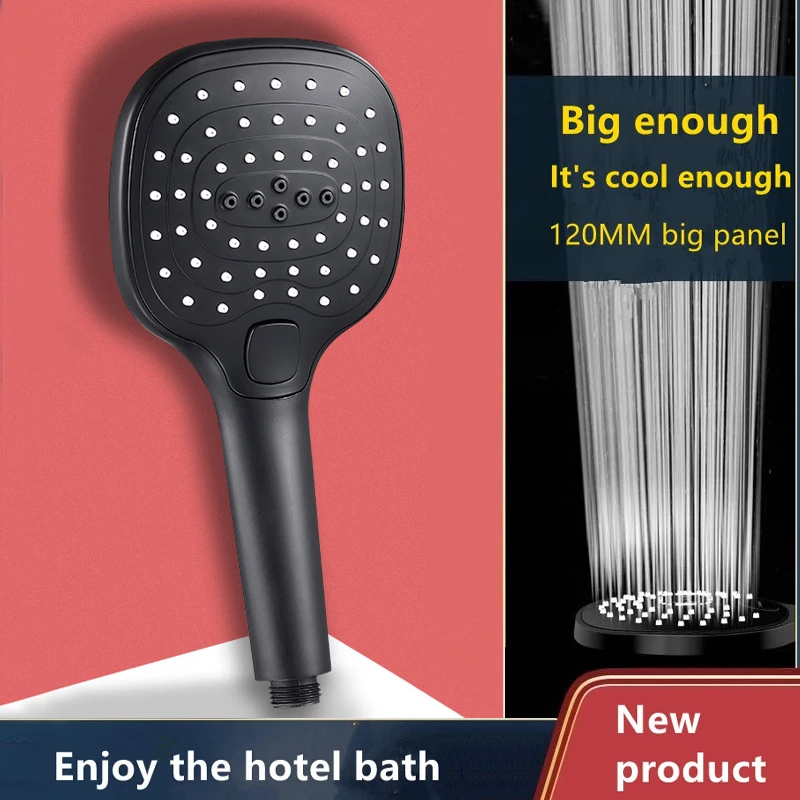 

Shower Head Rainfall Bathroom 3 Modes ABS Round Chrome Water-Saving Nozzle G1/2 Bath Faucet Wall Mounted Adjustable Black Shower