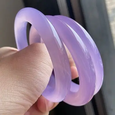 

Women Certified Jade Bangle Purple Myanmar Jadeite Grade A Burma Jades Stone Round Bangles Bracelets For Girlfriend Mom Gifts