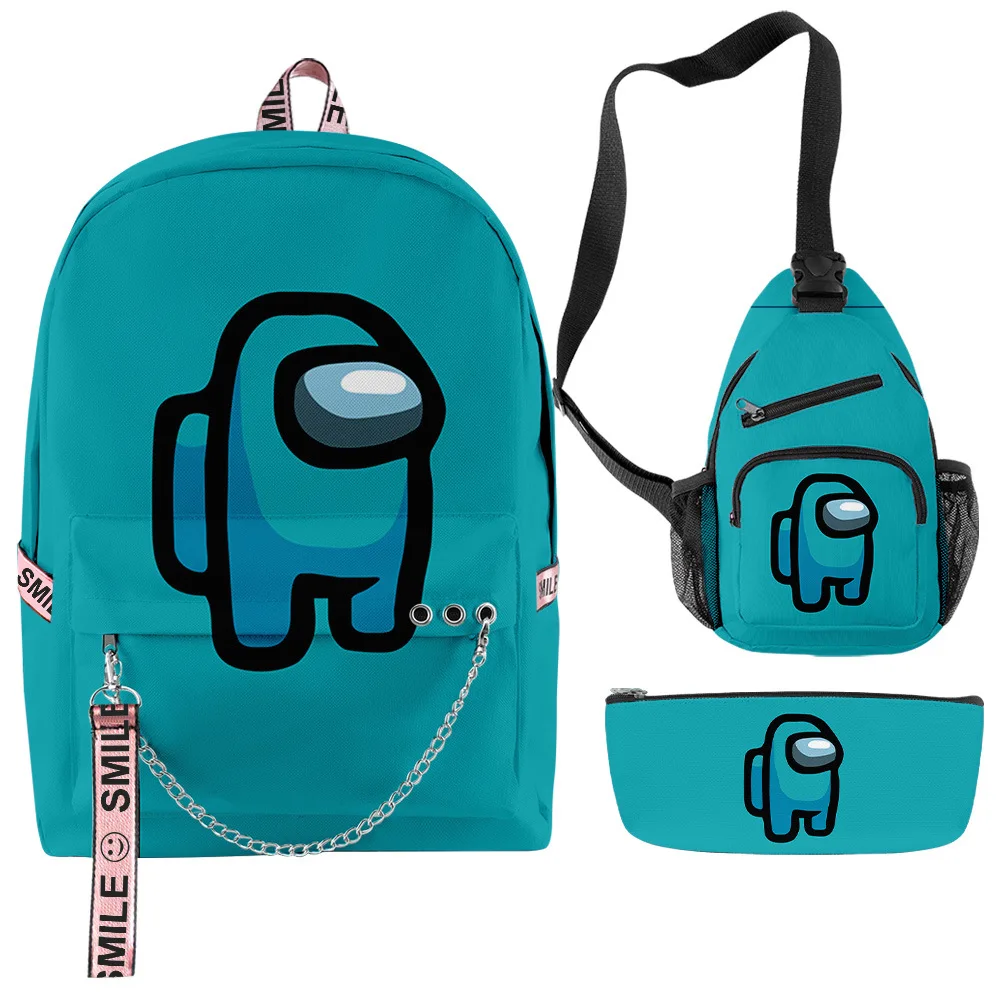 

Рюкзак с 3D-принтом для мужчин и женщин, дорожные школьные ранцы на молнии, набор из трех предметов, 2022