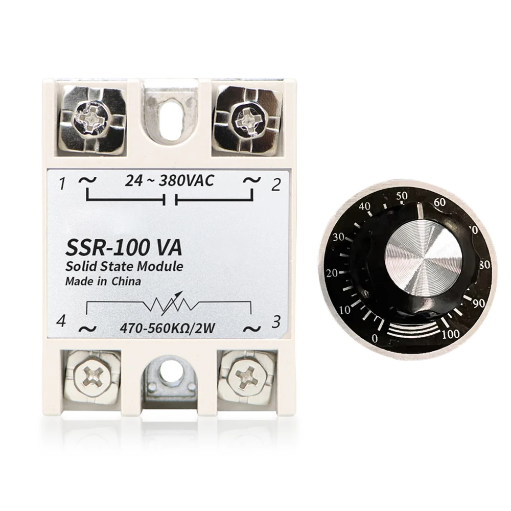 Твердотельное реле SSR-10VA SSR-25VA SSR-40VA SSR-60VA SSR-80VA SSR-100VA, однофазный модуль 3-35 мА, вход постоянного тока 24-380 В, выход переменного тока