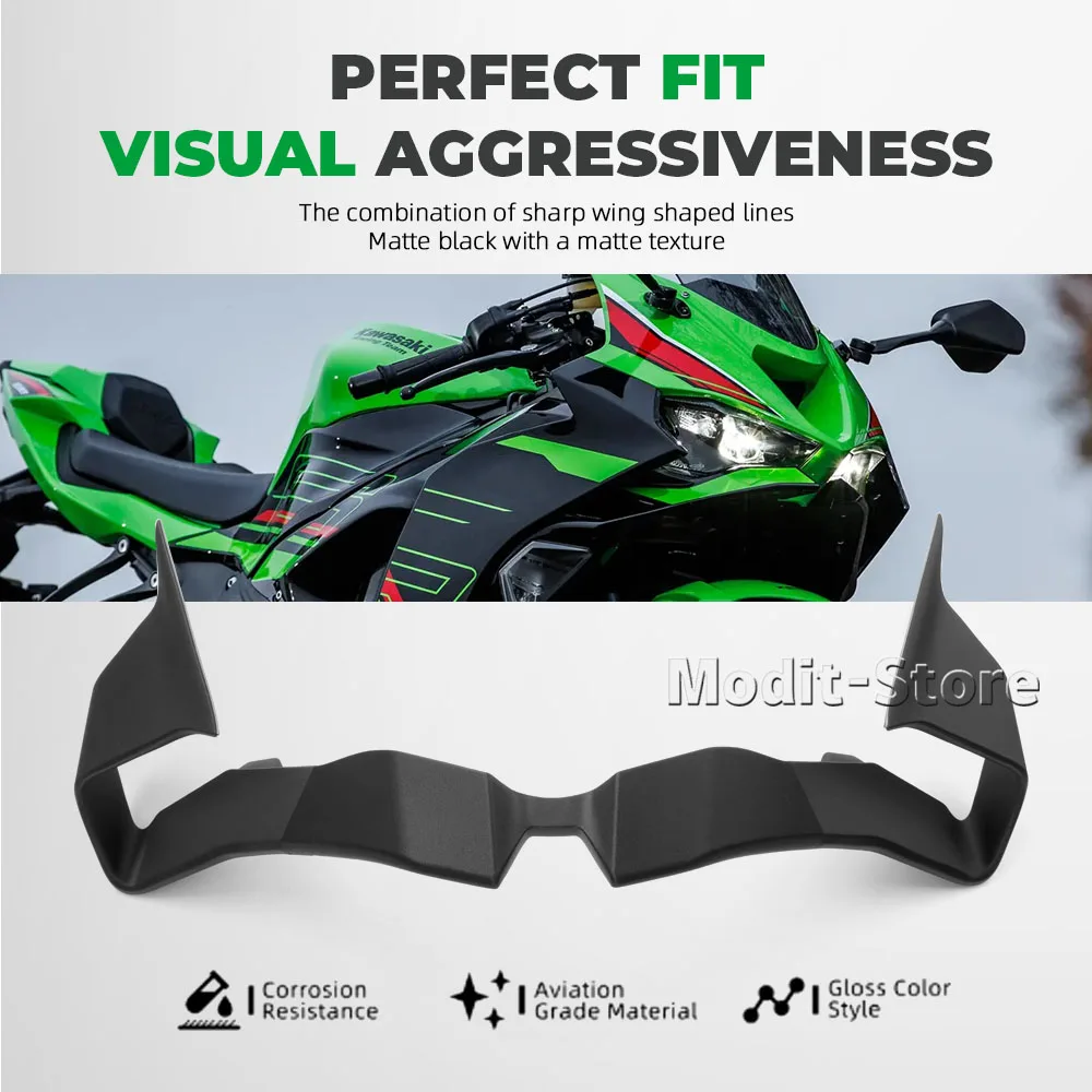 Фото Для мотоциклов Kawasaki ZX-6R ZX6R ZX 6R 2024 2025 2026: боковые винглеты, передний спойлер, фиксированный нижний обтекатель, накладка на крыло для создания прижимной силы №5