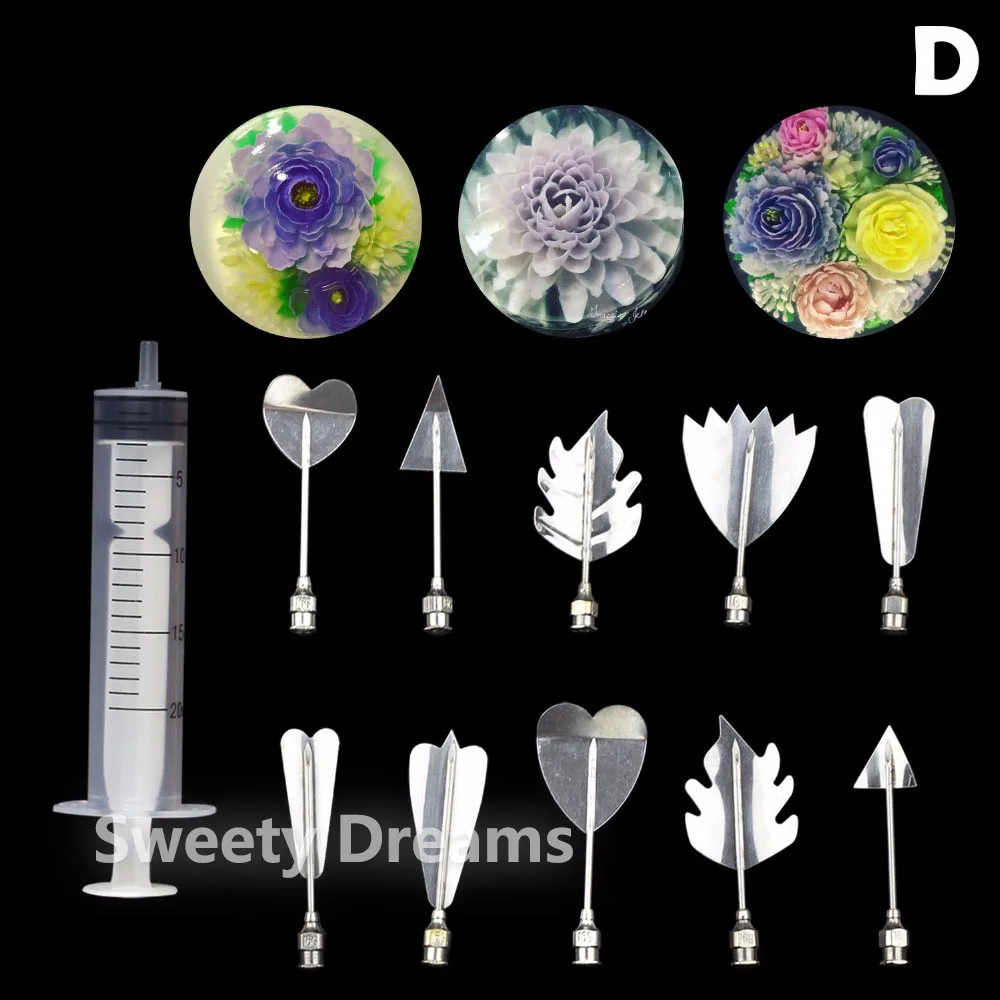 40 PCS/SET Flowers Leaves 3D Jelly Art Tools Cake Jello Art Gelatin Tools Pudding Nozzle for Cake Decorating images - 6