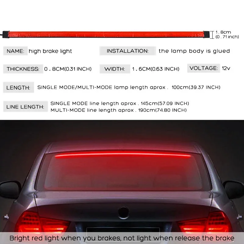 

Unverisal Flexible 100/90cm Car Light LED Strip High Rear Multifunction LED Stop Light Flow Type Turn Signal Running Brake Lamp