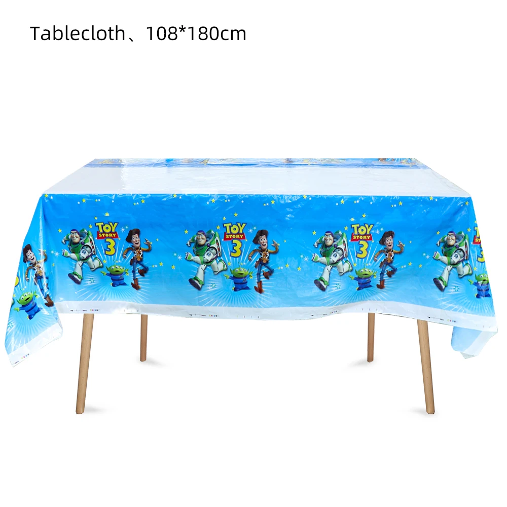 

Toy Story Theme Party Supplies Tablecloth Backdrop Disposable Tableware Cup Plate Cake Topper for Boys Birthday Party Decoration