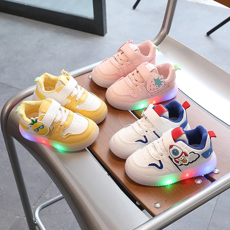 

Children LED Sneakers Kids Shoes With Light Up Foft Sole Baby Led Luminous Running Shoes For Boys Girls Size 21-25 Lighted Shoes