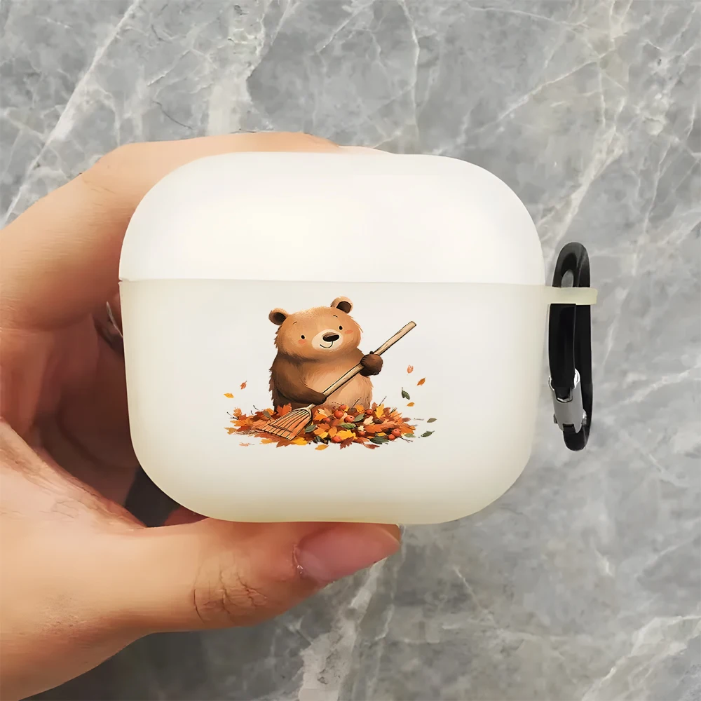 Фото Светящийся силиконовый чехол для наушников AirPods 4/3/2/1 в виде мультяшного медведя, мягкий чехол для AirPods Pro2/Pro3/Pro №5