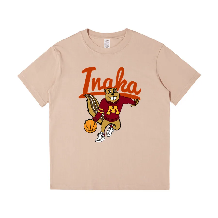 

230gsm Cotton Streetwear Men's T-shirt Inaka Power Bear Design Tshirt Men Women High Quality Hip Hop Male O-Neck T Shirts tops