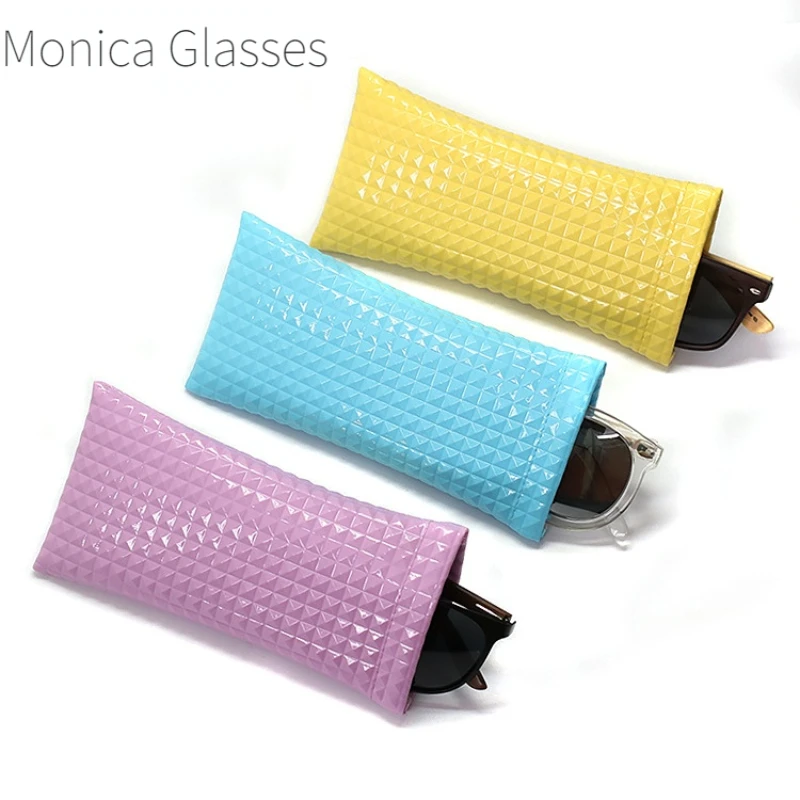 Bolsa de gafas de sol a la moda, funda de vidrio de cuero PU, billetera para teléfono móvil, almacenamiento portátil, Color caramelo, gafas para Miopía