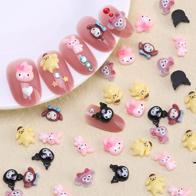 

50PCS/Pack Kawaii Nail Art Designer Charms Cartoon Bear Rabbit Japanese Resin DIY Stones Jewelry For Nail Summer Decoration