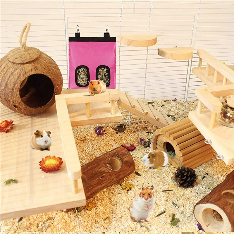 Устройство для подачи сена кролика 4 окна кролик сено тюк сумка хранения трава