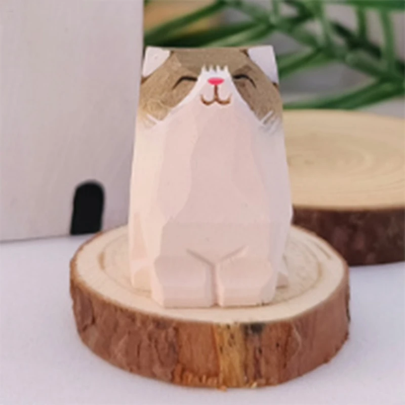 Украшения из статуи животного кота украшения для резьбы по дереву фигурки кошек