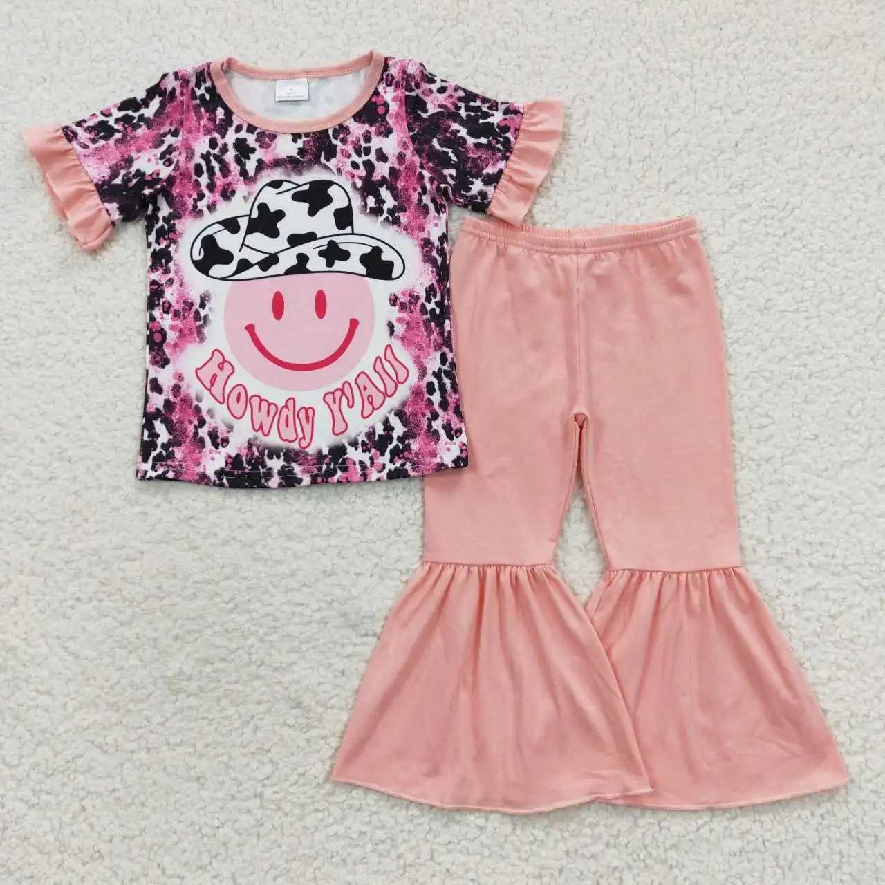 

high quality milk silk howdy y'all pink girls outfits kids summer clothing set kids clothing sets for girls children