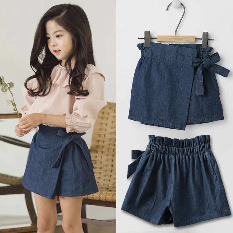 Kids Girls High Waist Skirt Pants 2022 New Children Lace Cotton Shorts Teenage Girls Summer Skirt Pants Beach Wear Korean Style