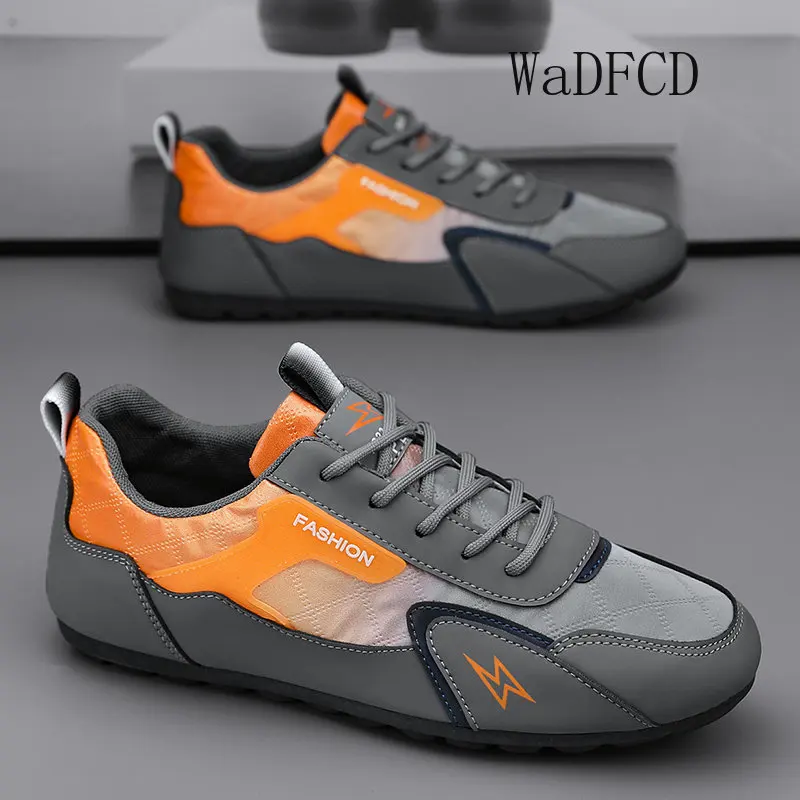 

Лоферы мужские кроссовки для бега, модные повседневные кроссовки из микрофибры, кожаная обувь на плоской подошве, трендовая крутая подходя...