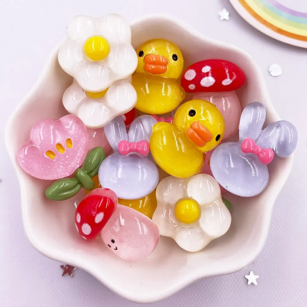 

Красочные полимерные блестки Kawaii Кролик Утка грибы цветы с плоской задней стороной мультфильма альбом для скрапбукинга 10 шт. DIY Аксессуары декор