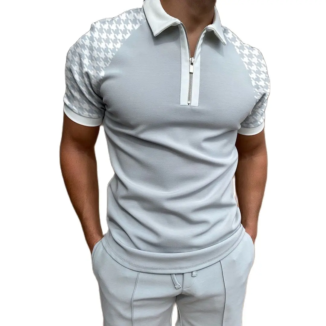 

2022 New Summer Style High Quality Men Polo Shirts Casual Patchwork Homme Polo Shirt Short Sleeve Turn-Down Zipper Collar Polo