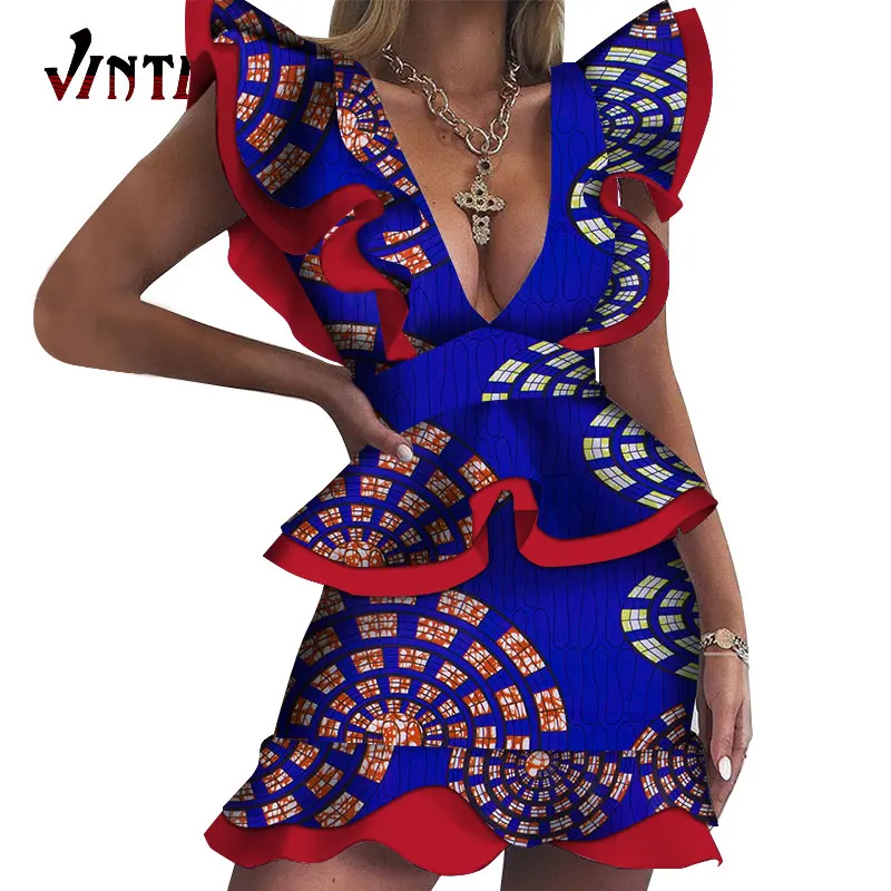 Летние короткие сексуальные африканские женские платья традиционные Дашики с