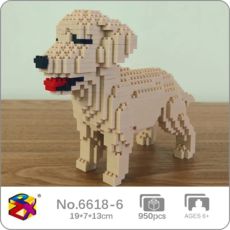 

PZX 6618-6 кукла животного мир золотистый ретривер собака щенок 3D модель мини алмазные блоки кирпичи игрушка для детей без коробки