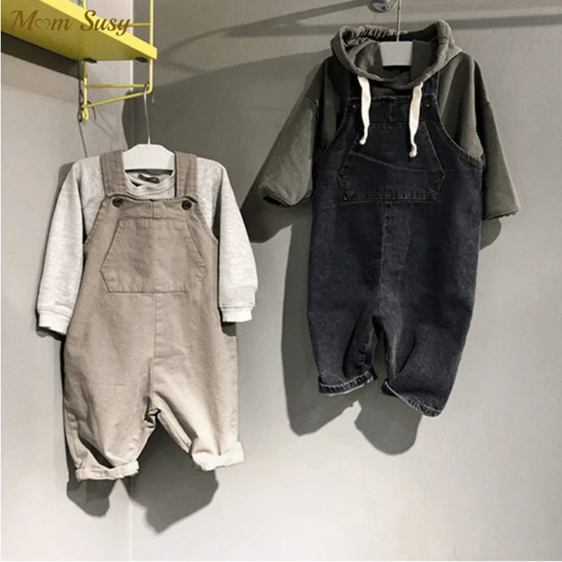 

Fashion Baby Girl Boy Cotton Jean Suspender Pant Spring Autumn Infant Toddler Child Denim Jumpsuit Loose Baby Clothes 1-7Y