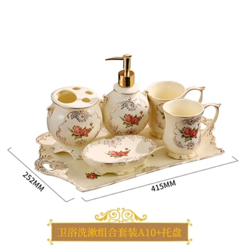 wa dekoracja ślubna ceramiczny zestaw łazienkowy pięcioczęściowy przedmiot moda nowoczesny uchwyt na szczoteczki do zębów akcesoria