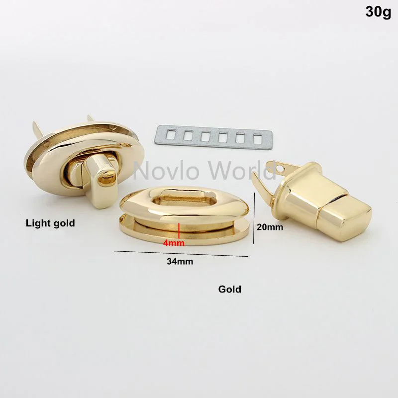 10-30 pieces 5 colors 34X20mm Regular Oval shape Twist lock for Handbag Turn lock DIY Leather Woman Bag Accessories
