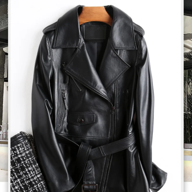 

2023Leather jacket,Jackets for Women New Autumn Winter Genuine Leather Jacket Women's Short Slim Sheep Skin Korean Women Clothes
