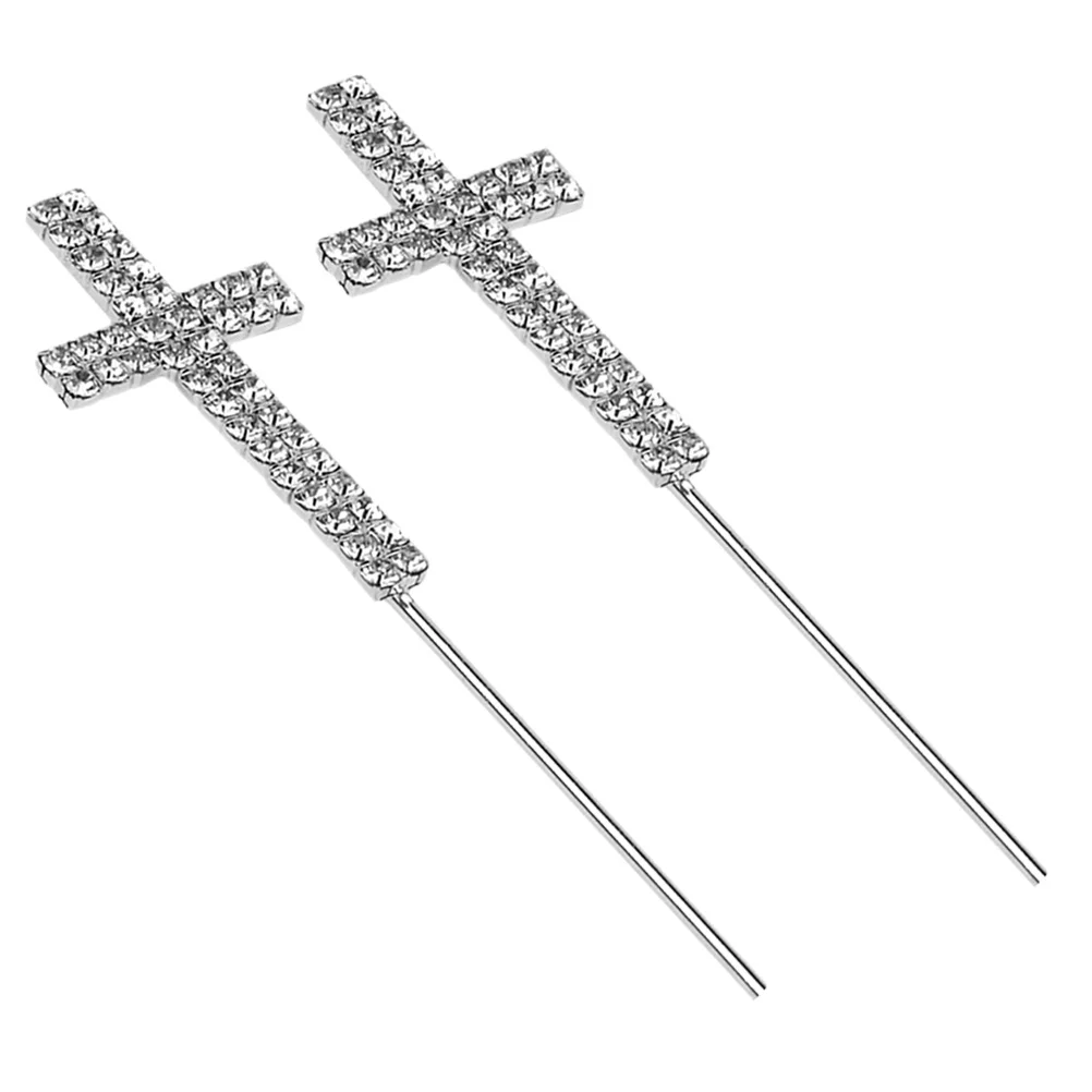 

Cake Cross Topper Rhinestone Communion Cupcake Baptism First Crystal Silver Decor Kit Decoration Decorating Party Toppers Faith
