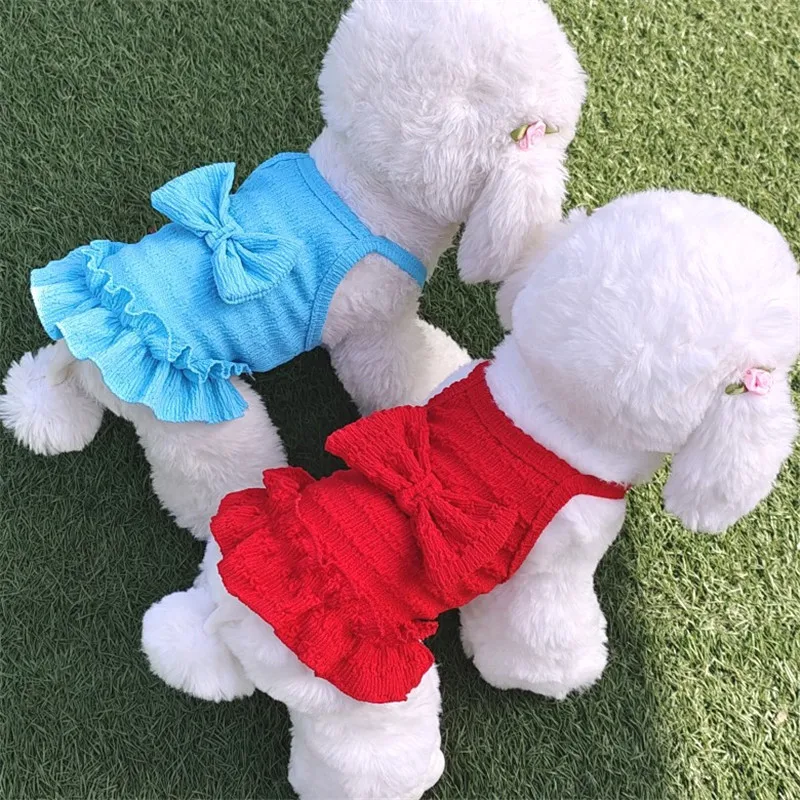 

Bowtie Dog Suspenders Dress Pet Dog Clothes Sleeveless Dog Vest Hoodies Dresses Princess Girls Puppy Cat Skirt For Small Dogs XS