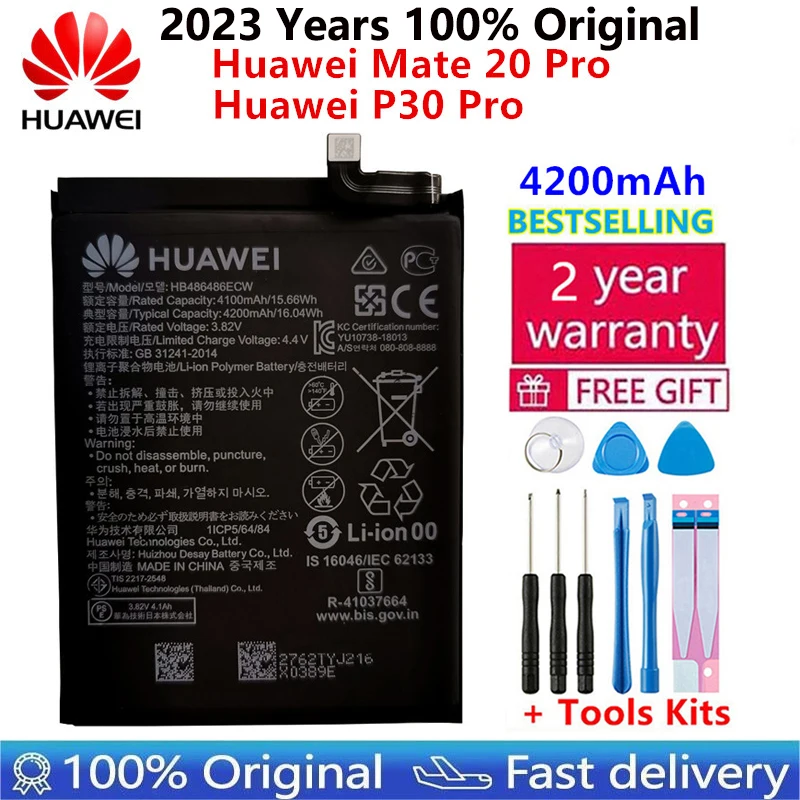 

2022 Years 100% original 4200mAh HB486486ECW Mobile Phone Battery For Huawei P30 Pro Mate20 Pro Mate 20 Pro +Tools