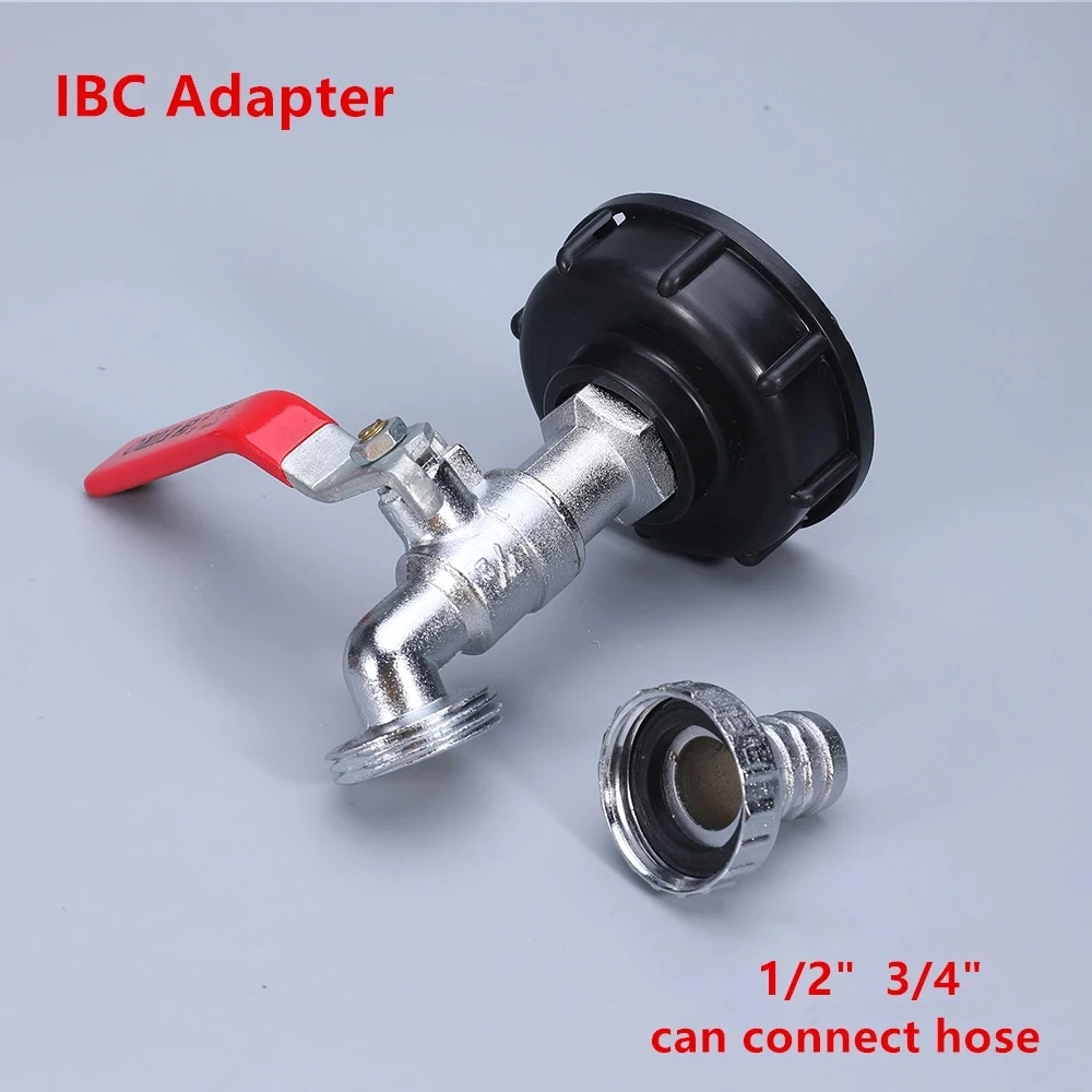 Durable IBC Tank Tap Adapter S60*6 Coarse Thread to 1/2'' 3/4'' water Connector Replacement Valve Fitting