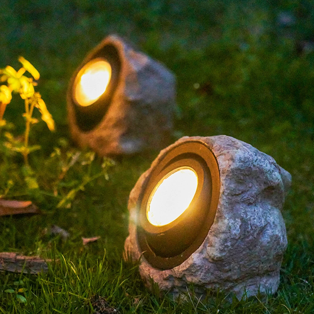 Фонари на солнечной батарее для ландшафта, уличные водонепроницаемые мощные прожекторы с имитацией камня, двора, светильник для газона, украшение для сада