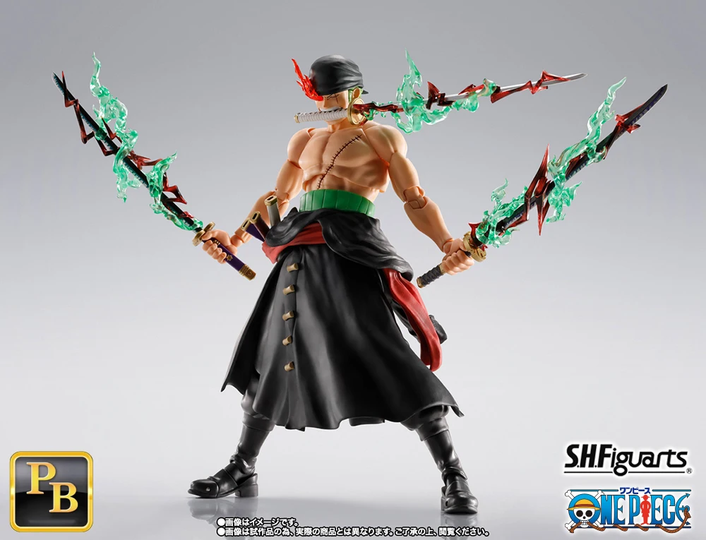 Фото Фигурка S.H.Figuarts Ророноа Зоро «Король Ада» от BANDAI, аниме-фигурка, сменные элементы для рук Хаки, эффект трёх мечей, декор, подарок №3