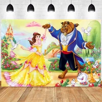 beauty and the beast photo backdrop disney princess girls happy birthday party photograph background banner decoration studio