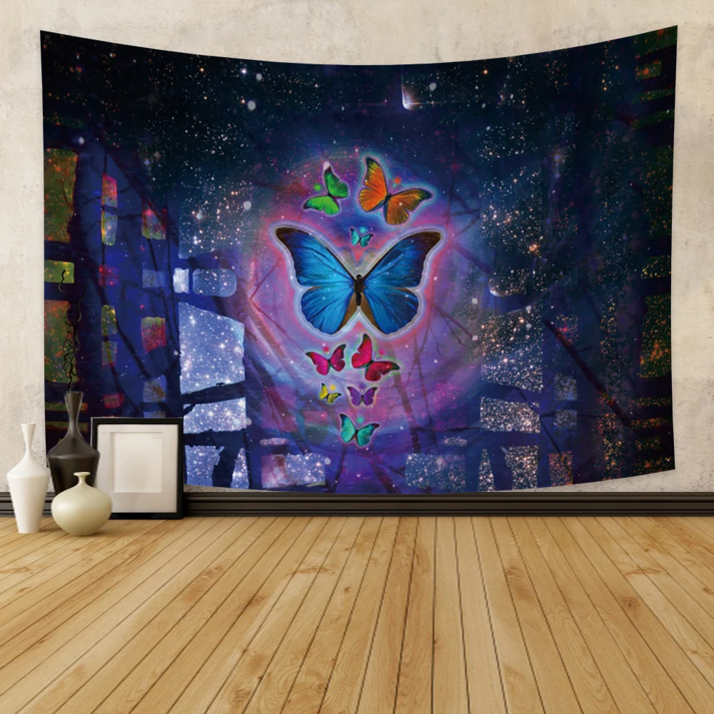 

Colorful Psychedelic Butterfly Tapestry Wall Hanging Fantasy Hippie Trippy Tapestry Art for Bedroom Living Room Dorm Home Decor