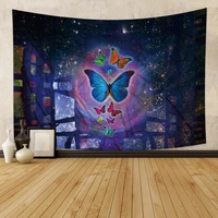colorful psychedelic butterfly tapestry wall hanging fantasy hippie trippy tapestry art for bedroom living room dorm home decor
