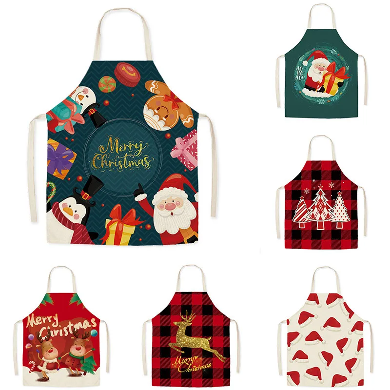 

Christmas Linen Aprons Christmas Clothing Supplies Parent-Child Dress Aprons Men's Baking Accessories Women's Aprons
