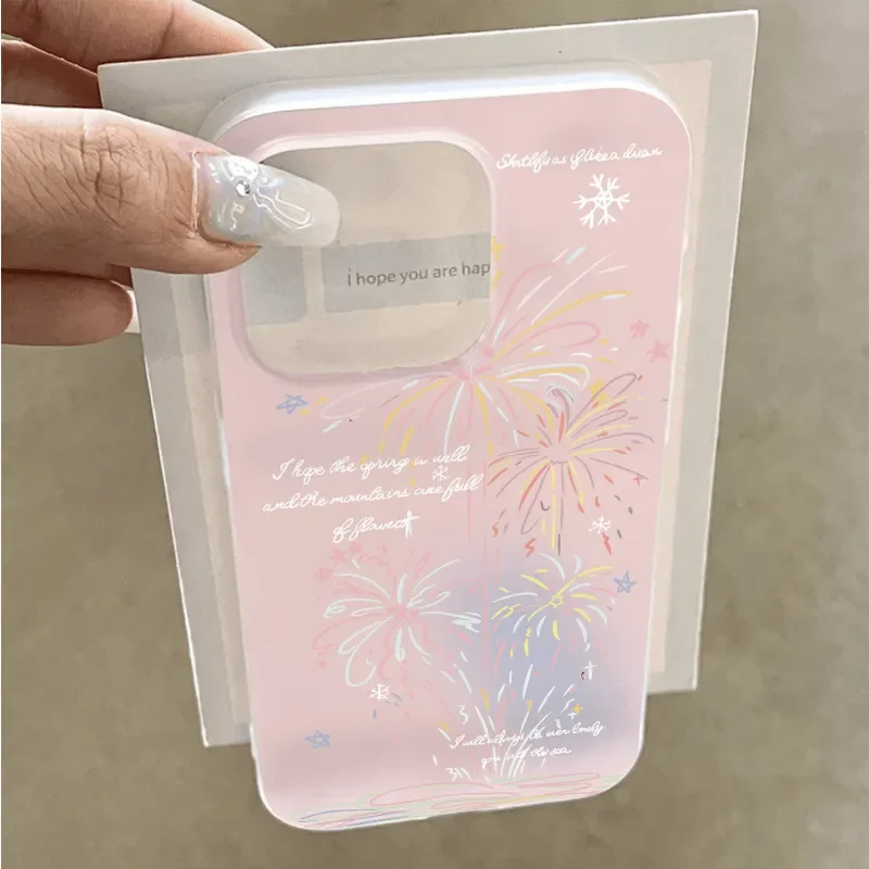 Блестящий красивый матовый прозрачный фейерверк для iPhone Case 16 15 14 13 12 11 Pro XR XS Max 7 8