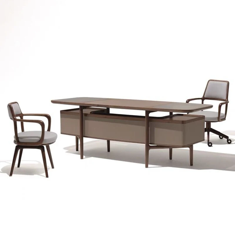 Простой современный офисный стол из массива дерева Taipan boss грецкий орех Giorget